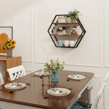 Hexagon Shelves for Wall, Decorative Hexagon Floating Shelves - size: Hexagon