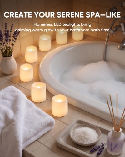 Homemory 50 Pack White Flameless Flickering LED Votive Tealights Candles - color: White (Warm White Llight), size: 50 Pack