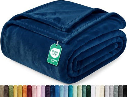 Soft Fleece Blanket for Bed Twin Size Navy (60x80 Inch) - color: Navy, size: Twin (60x80 Inch)