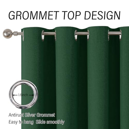 ChrisDowa Dark Green Blackout Curtains 45 Inches Long 2 Panels for Bedroom - color: Dark Green, size: 52"W x 45"L (Pack of 2)
