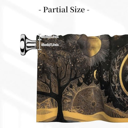 Moon Art Abstract Valances for Windows Rod Pocket Curtain Valance 1 Panel Short Curtains for Kitchen Bathroom Living Room Bedroom Window Treatments - color: Moon Art