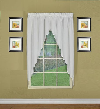 Today's Curtain, Orleans Scallop Curtain, White 63" Swagger Pair, 80" W x 63" L, White - color: White, size: 80"W x 63"L (Pack of 1)