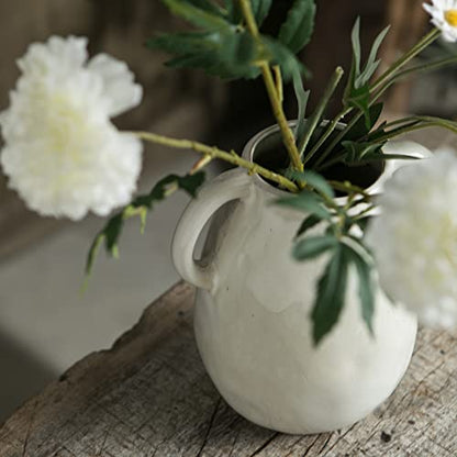 Tanvecle White Ceramic Vase with Handles, 7" Modern Farmhouse Decor - color: White