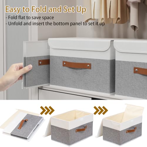 Yawinhe Collapsible Storage Bins,White/Grey,13.0x9.0x7.9in,1-Pack - color: White/Grey, size: M/(1 Pack)