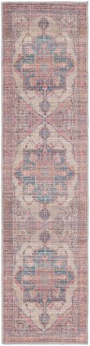 Rugs.com - Nostalgia Rug – 8 Ft Runner Antique Beige Washable Rug – Vintage Medallion for Hallways and Entryways - size: 2' x 7'10" (Runner)