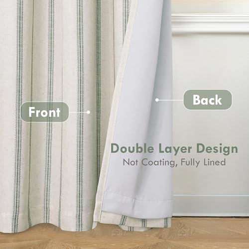 DriftAway Farmhouse Stripe Blackout Curtains, Grommet, W52xL72, Loden Green - color: G Loden Green Stripe, size: 52"W x 72"L (Pack of 2)