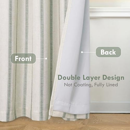 DriftAway Farmhouse Stripe Blackout Curtains, Grommet, W52xL72, Loden Green - color: G Loden Green Stripe, size: 52"W x 72"L (Pack of 2)