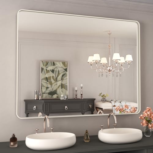 WEER Bathroom Vanity Mirror Brushed Nickel 40X30 Inch - color: Brushed Nickel, size: 40"L x 30"W