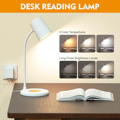 LED Desk Lamp with Speaker 3 Light Colors,Small Desk lamp - color: White