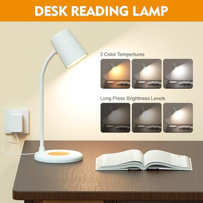 LED Desk Lamp with Speaker 3 Light Colors,Small Desk lamp - color: White