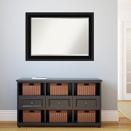Amanti Art 오버 싱크대용 블랙 욕실 거울, 76.2 x 106.7cm(30 x 42인치) 팔러 블랙 직사각형 화장대 거울, 대형 전통 프레임, 수평 및 수직으로 걸 수 있음, 욕실 벽 장식, 경사진 가장자리 - color: 팔러 블랙, size: 42"L x 30"W