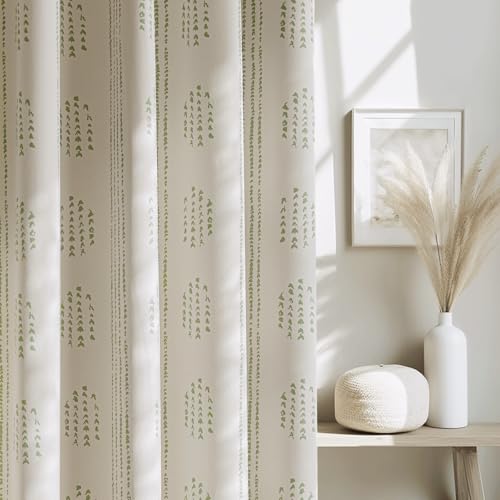 100% Blackout Green Boho Curtains, 90 Inches, 2 Panels for Bedroom - color: Green, size: 52"W x 90"L (Pack of 2)
