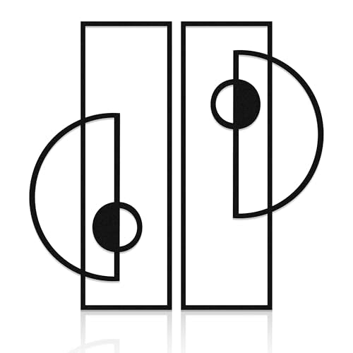 LumDecor 2 Pcs Black Abstract Metal Geometric Wall Decor Black Wall Art Minimalist Modern Geometric Wall Decoration for Living Room Bedroom Bathroom Kitchen Hallway Home Office