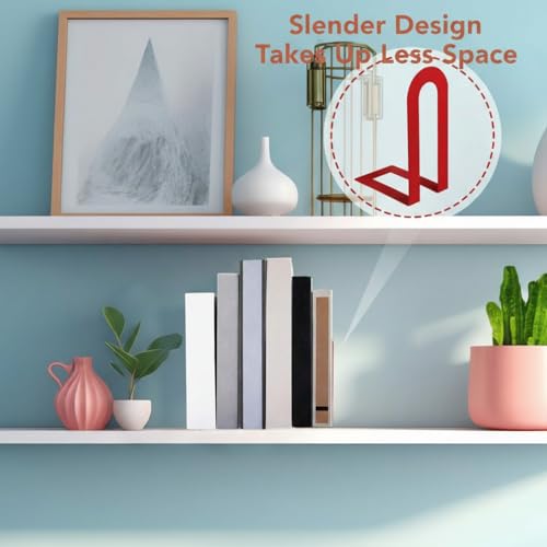 Chunful 6 Pcs Red Metal BookEnds Shelves, 5.5 x 3.75 x 2.25 in - color: Red, size: 5.5*3.75*2.25inch