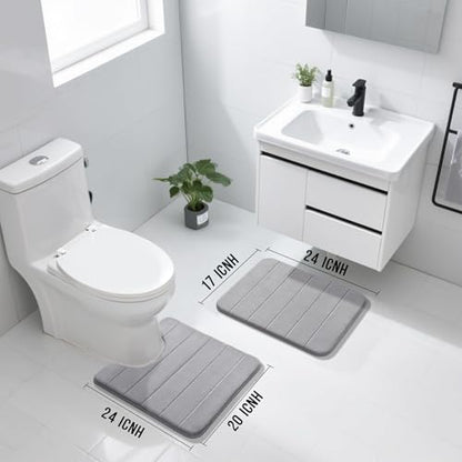 Yimobra Memory Foam Bathroom Mat Set, 24 x 17 & 24 x 20 in, Gray - color: Grey, size: 24x17+24x20 Inch