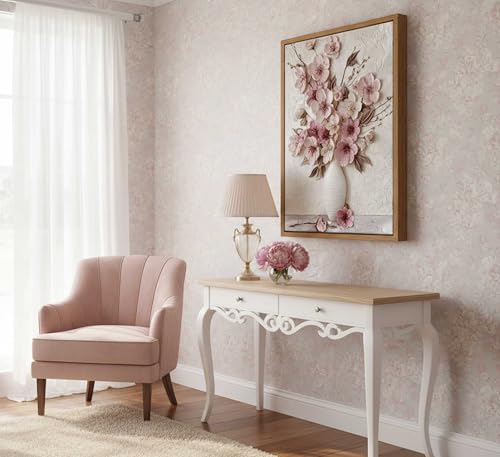 Framed Pink Floral Canvas Wall Art - color: Framed, size: 16"L x 12"W