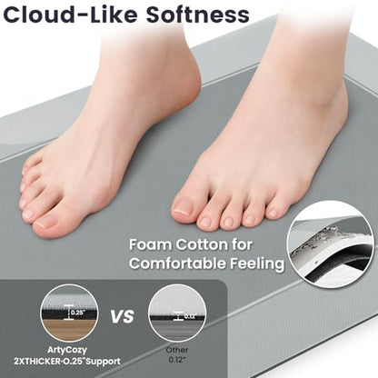 ArtyCozy Absorbent Soft Bath Mat 2 Piece, Grey, 16" × 24'' Plus 20'' × 24'' - color: Grey, size: 16'' × 24'' + 20'' × 24''