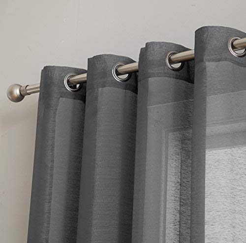 HLC.ME Semi Sheer Grommet Curtains, 2 Panels, 54x72 Inch, Charcoal Grey - color: Charcoal Grey, size: 54"W x 72"L (Pack of 2)
