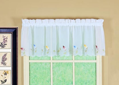 Today's Curtain,Vineyard 3-D Appliqué,Valance 14", White, 60" W x 14" L - color: White, size: 60"W x 14"L (Pack of 1)