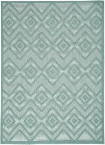 Nourison Home Versatile Aqua Teal 6' x 9' Area Rug - Easy Clean, Non Shedding, Bed Room, Living Room, Dining Room, Kitchen (6' x 9') - color: Aqua Teal, size: 6' x 9' (Rectangular)