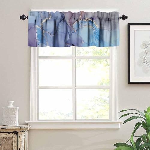 Abstract Marble Window Valance, Modern Luxury Multicolor Marble Abstract Liquid Art Print Blackout Short Curtain for Cafe Bedroom Living Room Kitchen, 54x18inch - color: Marble-1