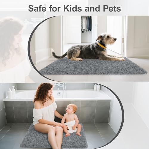 Bathroom Rugs Non Slip 24"x16" Soft Absorbent Bath Mat, Dark Gray - color: Dark Gray, size: 24" x 16" (Rectangular)