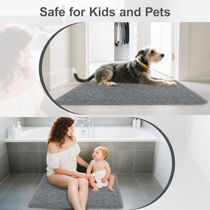 Bathroom Rugs Non Slip 24"x16" Soft Absorbent Bath Mat, Dark Gray - color: Dark Gray, size: 24" x 16" (Rectangular)