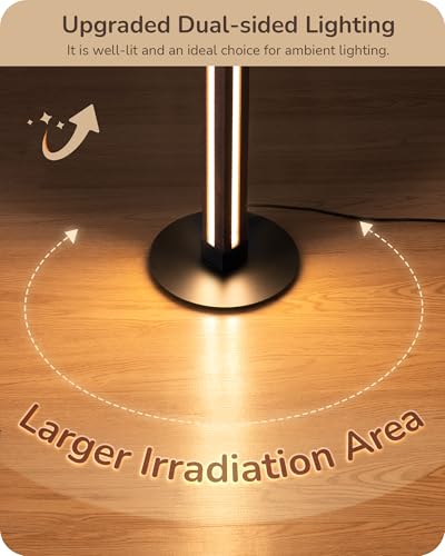 EDISHINE Wooden Corner Lamp with Remote, Dual Lighting, 7CCT & Dimmable - color: Dark Walnut