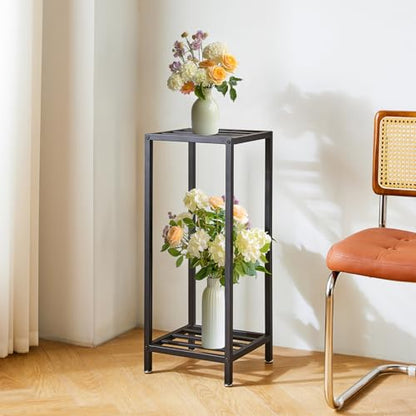 IBUYKE 30 Inch Tall Plant Stand Indoor, 2 Tier Flower Stand, Black TMJ070B - color: Black-Square