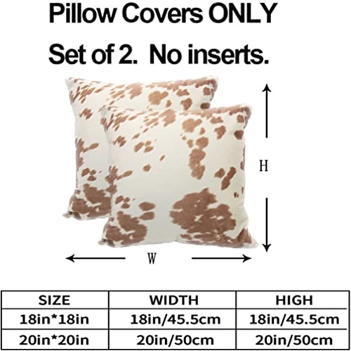 Velvet Throw Pillow Covers Beige Tan Cow Cowhide Print Couch Pillows 18x18 - color: Light Brown, size: 18" x 18" (Pack of 2)