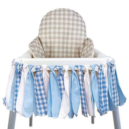 Blue and White Gingham Banner/Garland - color: Blue
