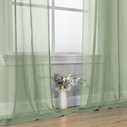 OVZME Bedroom Curtains 2 Panel Sets 84" Inch Length - Transparent Light Weight Soft Window Treatment Panels for Study Room/Living Room/Guest Room, Sage Green, Per Panel W42 X L84 inches (Pack of 2) - color: Sage Green, size: 42"W x 84"L (Pack of 4)