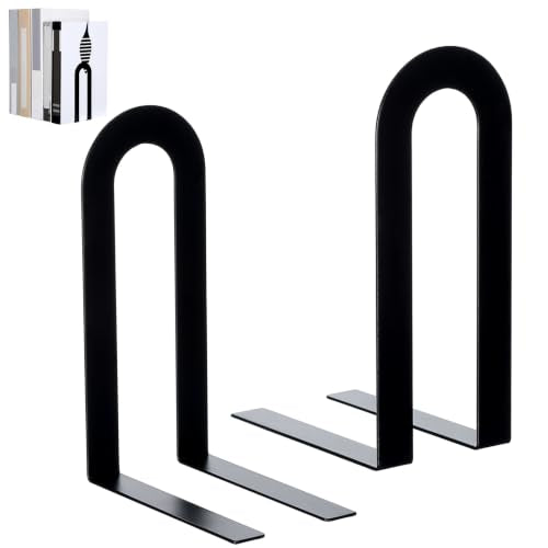 Chunful Metal Bookends, 2 Pcs, Black, Round - color: Black, size: Round