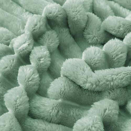 Taliska Ribbed Fleece Throw Blanket for Couch & Bed, Sage Green, 60"x80" - color: Sage Green, size: Throw(60"x80")