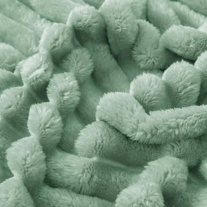 Taliska Ribbed Fleece Throw Blanket for Couch & Bed, Sage Green, 60"x80" - color: Sage Green, size: Throw(60"x80")