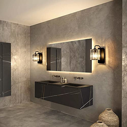 Wall Sconce,Crystal Wall Sconce,Black Wall Light Fixtures Indoor - color: Crystal Glass Sttyle