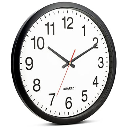 Bernhard Products Black Wall Clock Silent Non Ticking - XL 18 Inch Quality Quartz Battery Operated Round Easy to Read Home/Office/Classroom/School Clock - size: 18 Inch