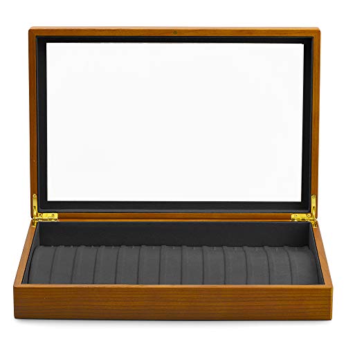 Oirlv Solid Wooden Necklace Bracelet Pendant Organizer Box Display - size: Grey Necklace/Long chain Box