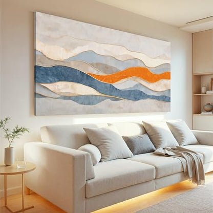 Large Blue And White Abstract Wall Art For Living Room Prints 29"×58" - color: LAI-11E, size: 58"L x 29"W