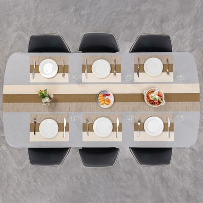 Placemats Set of 4, Vinyl Woven Heat-Resistant Place Mats - color: Beige Light Brown, size: Set of 4