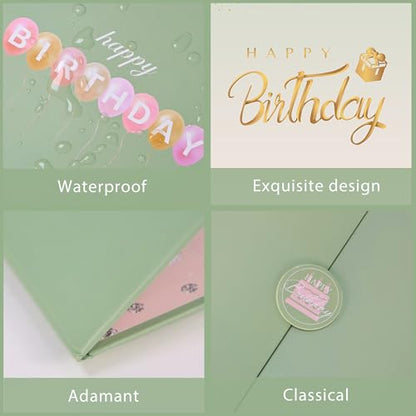 Crenics Green and Pink Birthday Guest Sign in Book Alternative 18" x 12" - color: Green and Pink