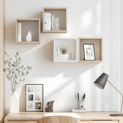 Kaboon Cube Floating Shelves Set2, Display Shelves Wall Mount 7.75" D x 12.5" W x 12.5" H, (Grey Oak, Square 2 Cubes) - color: Grey Oak, size: Square-Set2