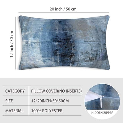 Throw Pillow Covers for Couch, 20x12 Inch, Set of 2, Grey Blue - color: Blue and Grey, size: 20" x 12" (Pack of 2)