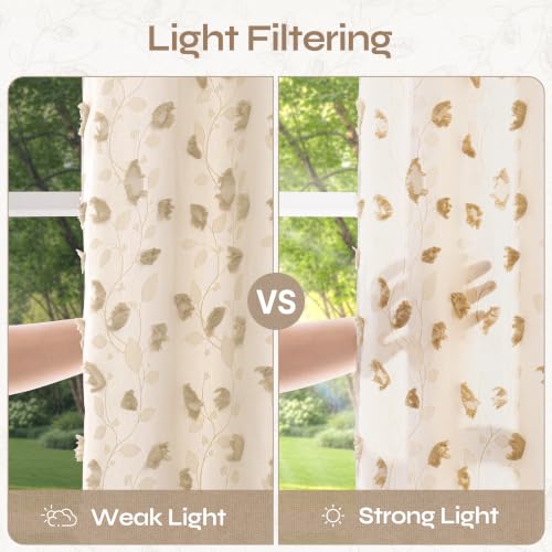 BGment Jacquard Linen Curtains for Living Room 84 inches Long - 2 Panels - color: Beige, size: 52"W x 84"L (Pack of 2)
