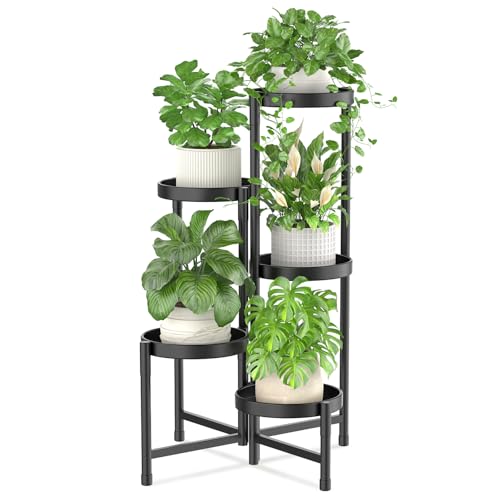 iDavosic.ly Plant Stand Indoor Outdoor, 5 Tier Metal Corner Shelf, Black - color: Black, size: 5 Tiers