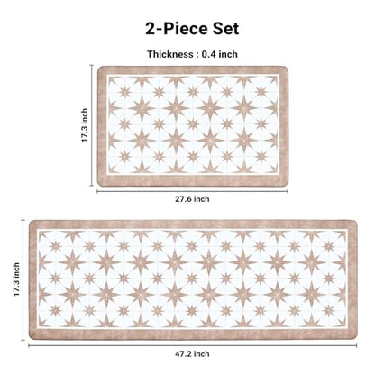 베이지 피로 방지 주방 매트 2개 세트, 43.9cm x 70.1cm(17.3x27.5인치)+43.9cm x - color: 스타 타일 뉴트럴