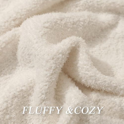 bearberry Knit Throw Blanket 50x60 Cream Super Soft Plush for Couch - color: Cream, size: Throw(50″x60″)