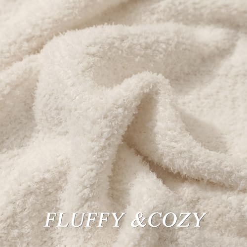 bearberry Knit Throw Blanket 40x50 Cream Super Soft Plush for Couch - color: Cream, size: Kids(40″x50″)