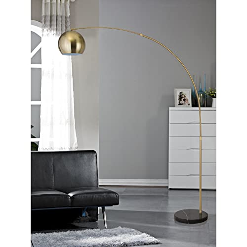 Major-Q Modern Standing Adjustable Floor Lamp with Metal Dome Shade & Marble Base for Living Room - Corner Light Arc Lamps for Bedrooms in Brass Gold Finish, 99-1023F