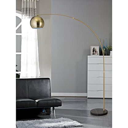 Major-Q Modern Standing Adjustable Floor Lamp with Metal Dome Shade & Marble Base for Living Room - Corner Light Arc Lamps for Bedrooms in Brass Gold Finish, 99-1023F